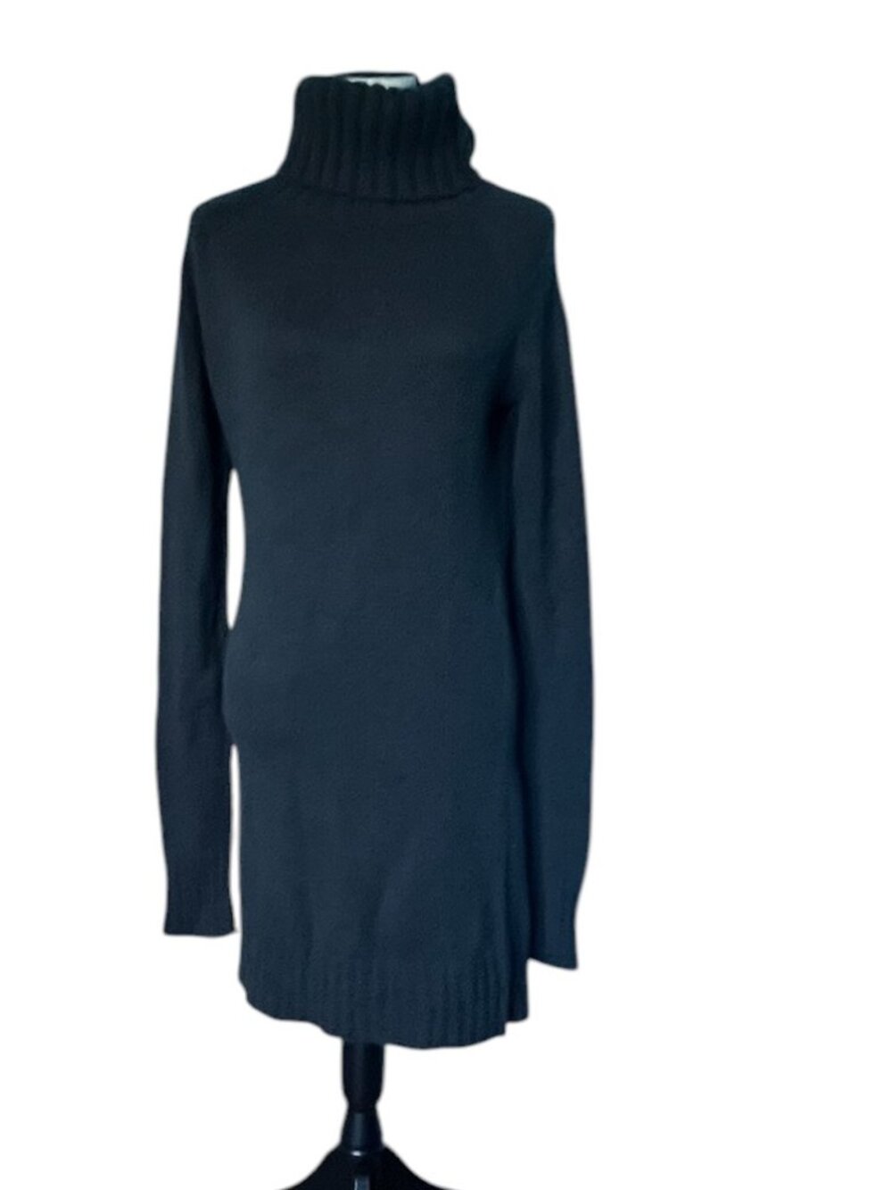 Theory Rupnik 100% Cashmere Black Turtleneck Tunic Sweater Size L